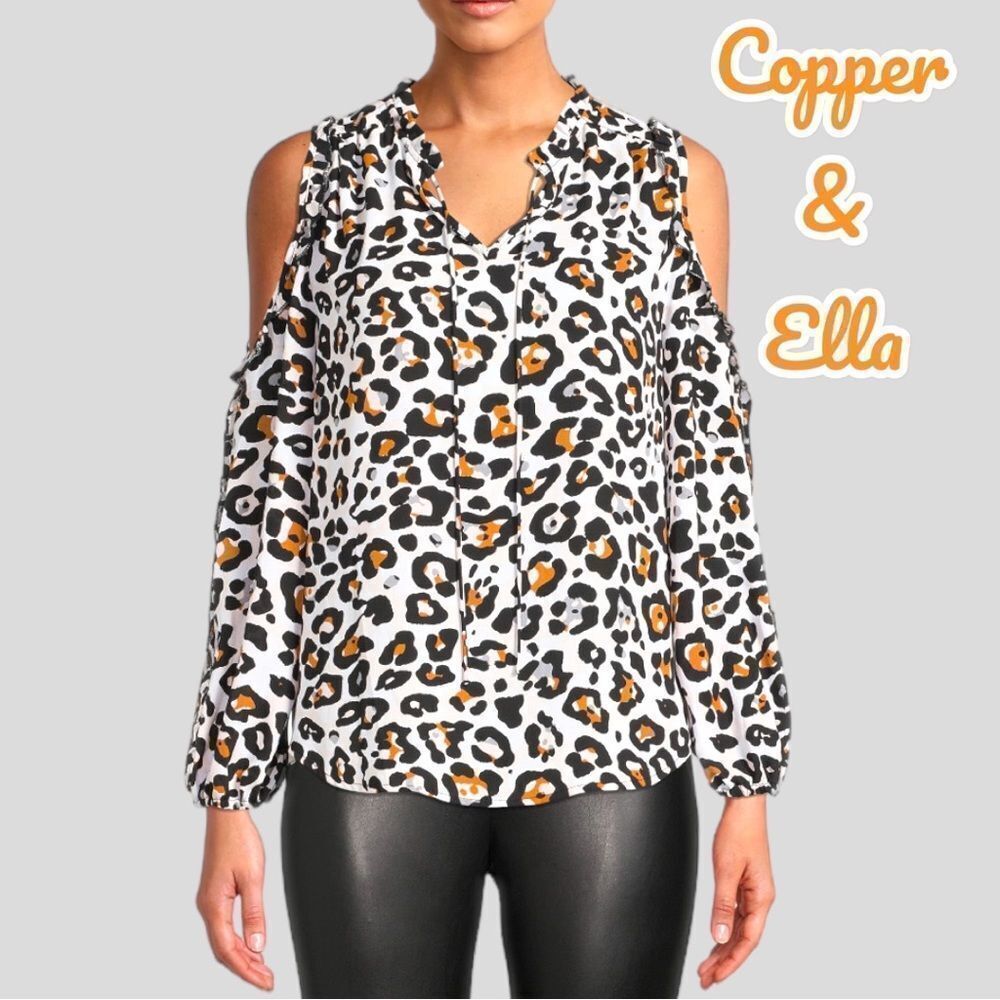 Copper & Ella new cheetah print cold shoulder blouse!